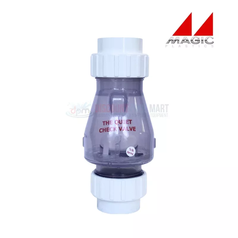 0823-20C | Magic Plastics 2 Union Swing Spring Check Valve | Clear