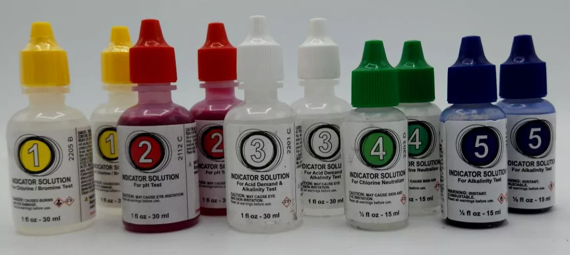 #1 – #5 POOLMASTER / POOLSTYLE TEST KIT REAGENTS**10 PACK! 2 Full sets!