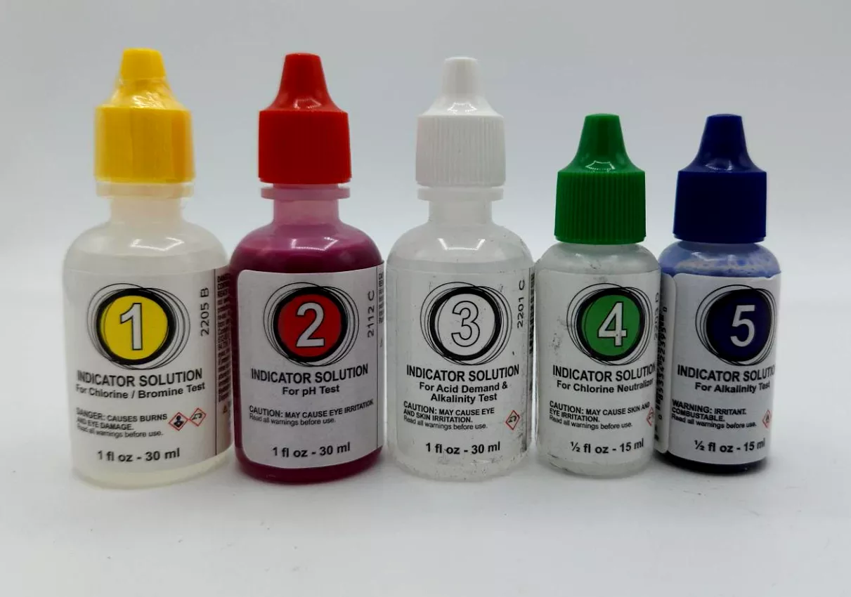 #1 – #5 POOLMASTER / POOLSTYLE TEST KIT REAGENTS**5 PACK!Full set!