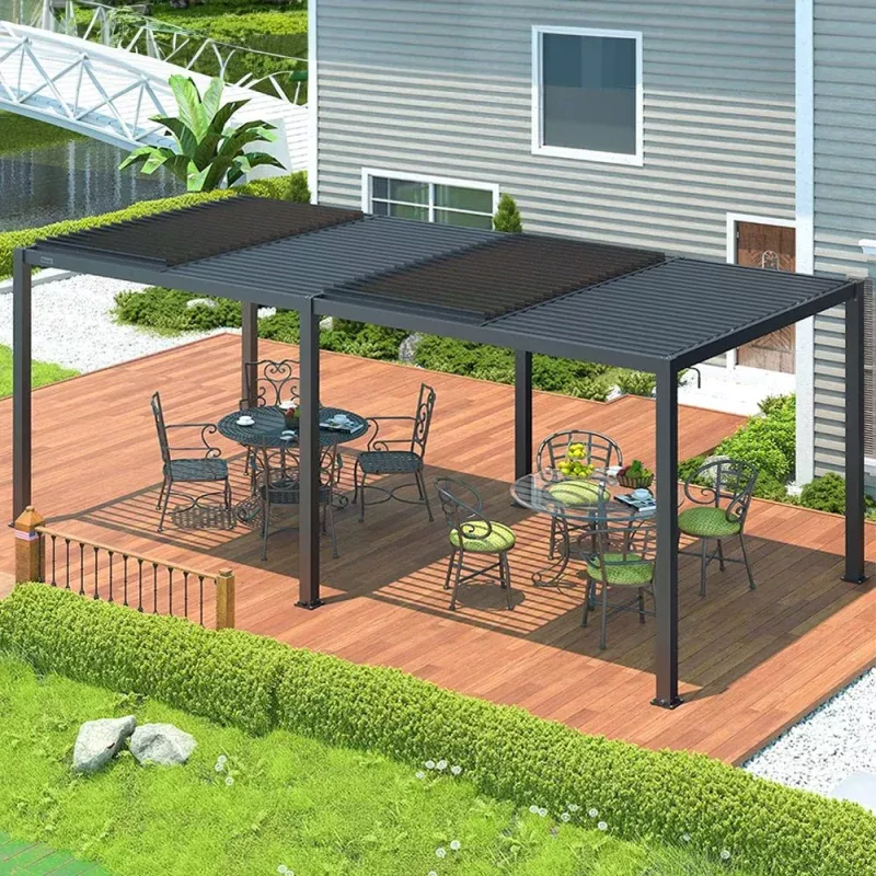 [10x19FT] Premium Full Aluminum Patio Outdoor Louvered Pergola With Adjustable Hardtop Roof (94186352)
