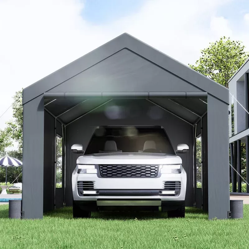 [12x20FT] Heavy Duty Outdoor Premium Garage Tarp Canopy Shelter W/ Removable Sidewalls
