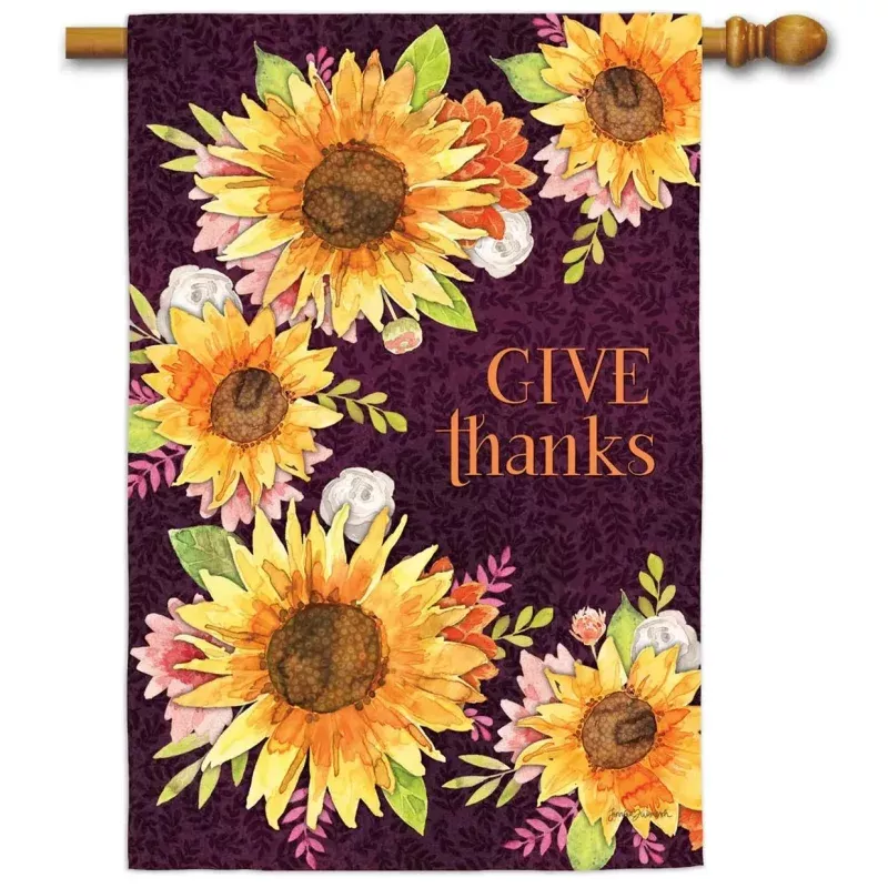 give-thanks-sunflowers-textured-flag ‘Give Thanks’ Sunflowers Textured Flag