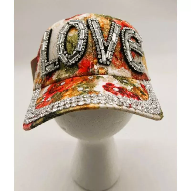 “Love” Floral Bling Cap