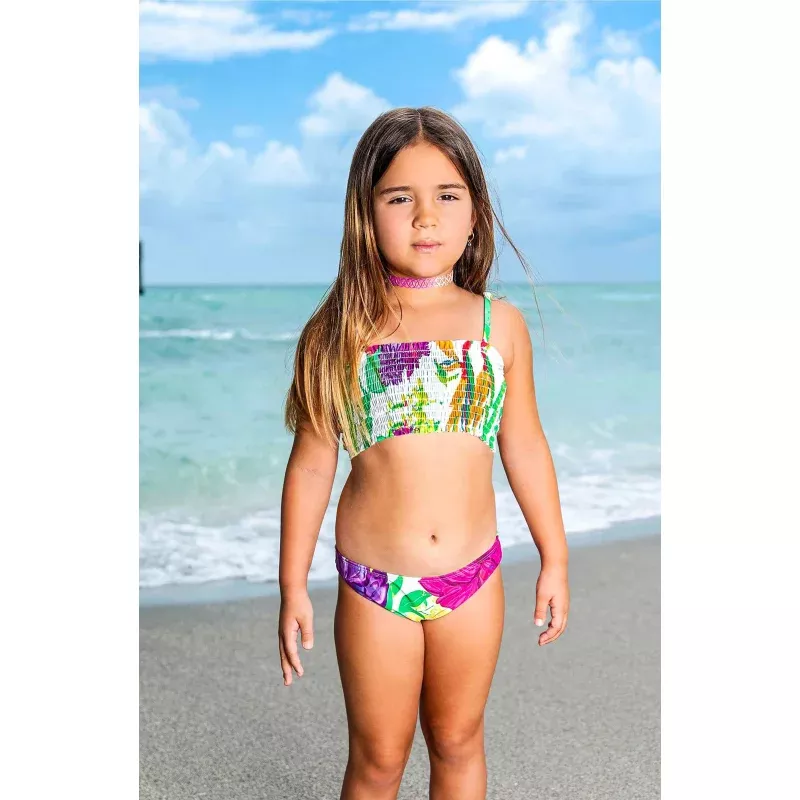 zoe-tropical-printed-smocked-bikini-swimsuit Zoe Tropical Printed Smocked Bikini Swimsuit