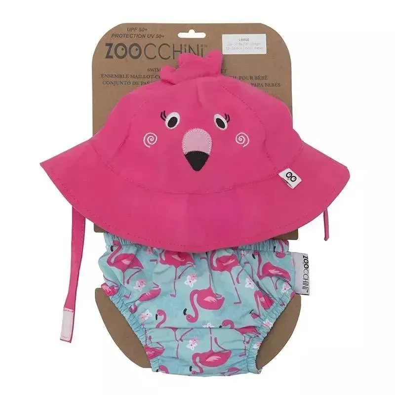 zoocchini-swim-diaper-sunhat-set-flamingo Zoocchini – Swim Diaper & Sunhat Set, Flamingo